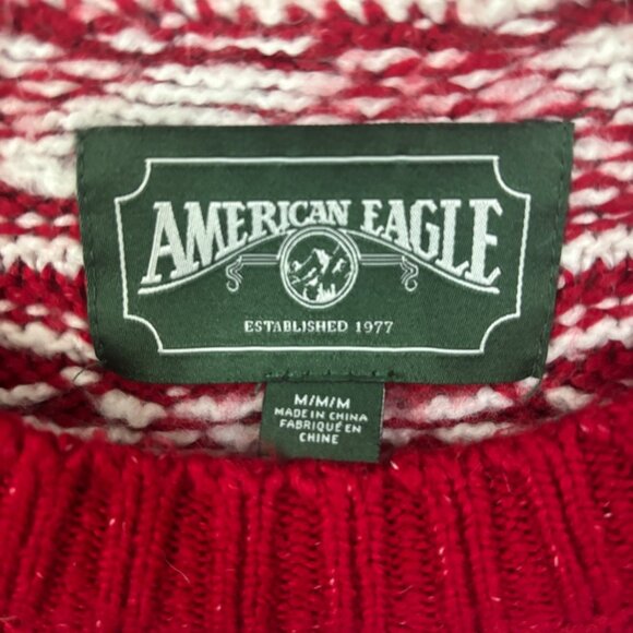 American Eagle Holiday Sweater Red and White Size Medium - Picture 2 of 3